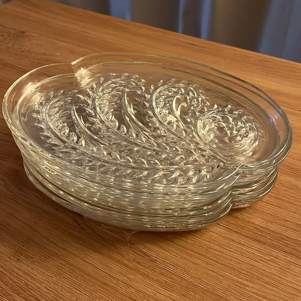 Vintage Federal Glass Homestead Hospitality Snack Set Pattern Set of 6 No Cups